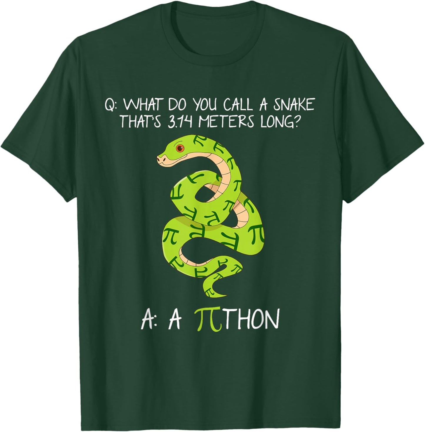 Python Pithon Pi 3.14 Symbol Funny Math Teacher Pi Day T-Shirt - T-Shirt | Forest