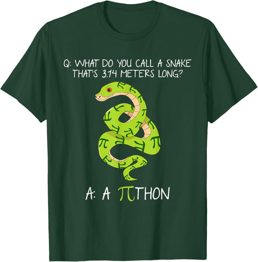 Python Pithon Pi 3.14 Symbol Funny Math Teacher Pi Day T-Shirt - T-Shirt | Forest