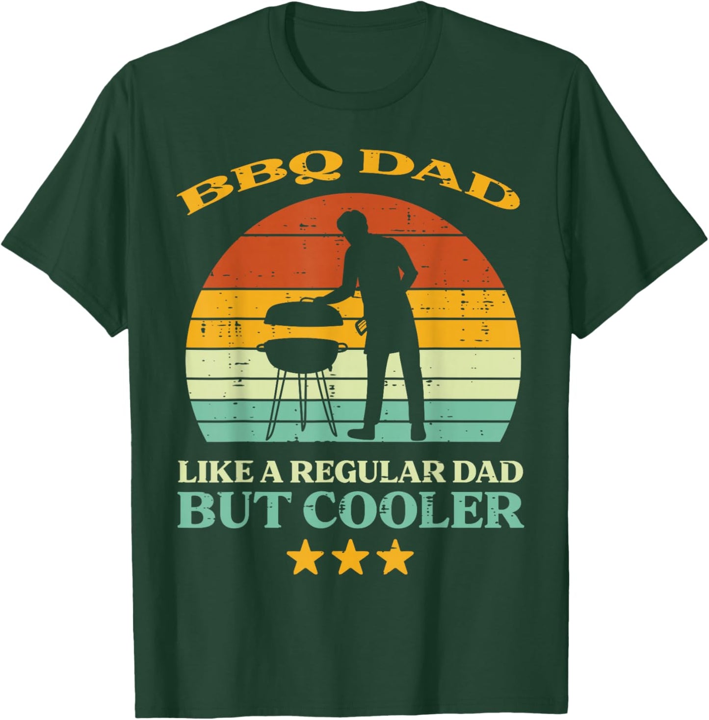 Bbq Dad Cooler Retro Barbecue Grill Fathers Day Daddy Papa T-Shirt - T-Shirt | Forest