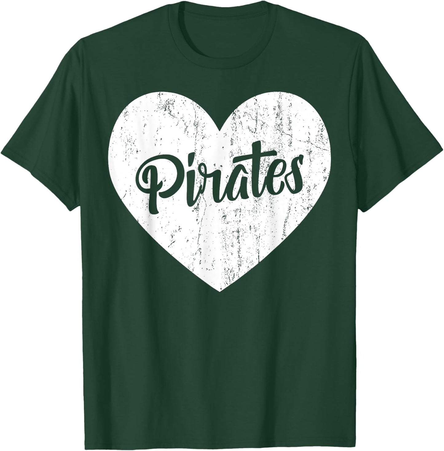Pirates School Sports Fan Team Spirit Mascot Cute Heart Gift T-Shirt - T-Shirt | Forest