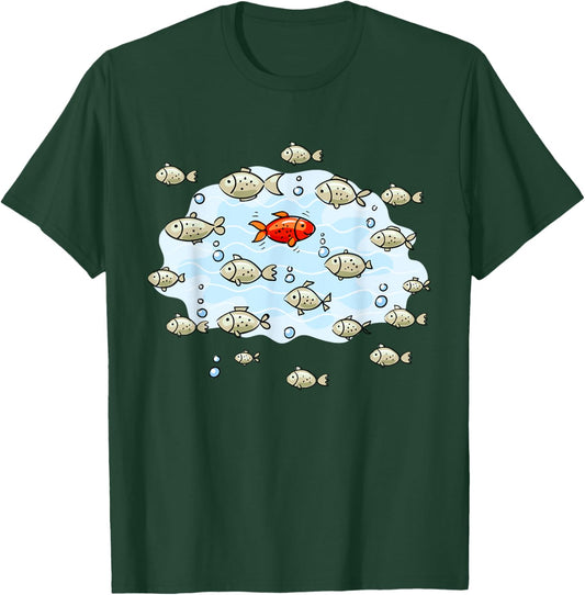 Fish Swim Against The Current In The Sea T-Shirt - T-Shirt | Forest