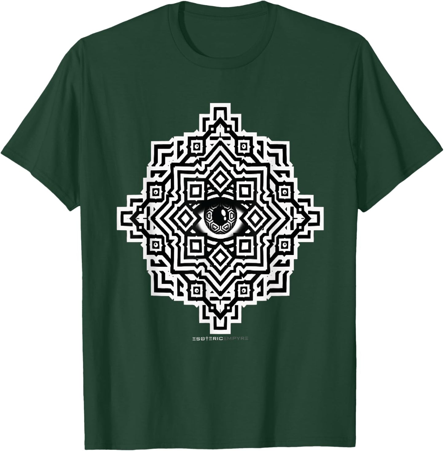 Sacred Geometry Eye Optical Illusion Trippy T-Shirt - T-Shirt | Forest