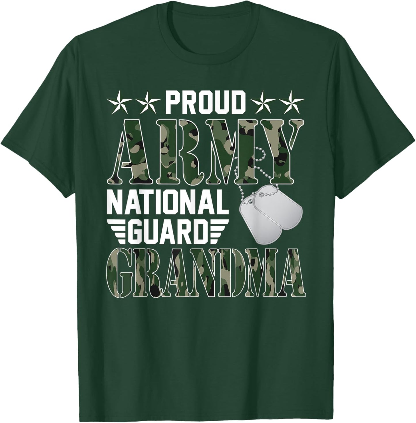Proud Army National Guard Grandma Military Family Veteran T-Shirt - T-Shirt | Forest