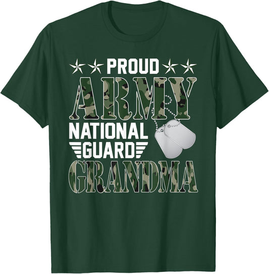 Proud Army National Guard Grandma Military Family Veteran T-Shirt - T-Shirt | Forest