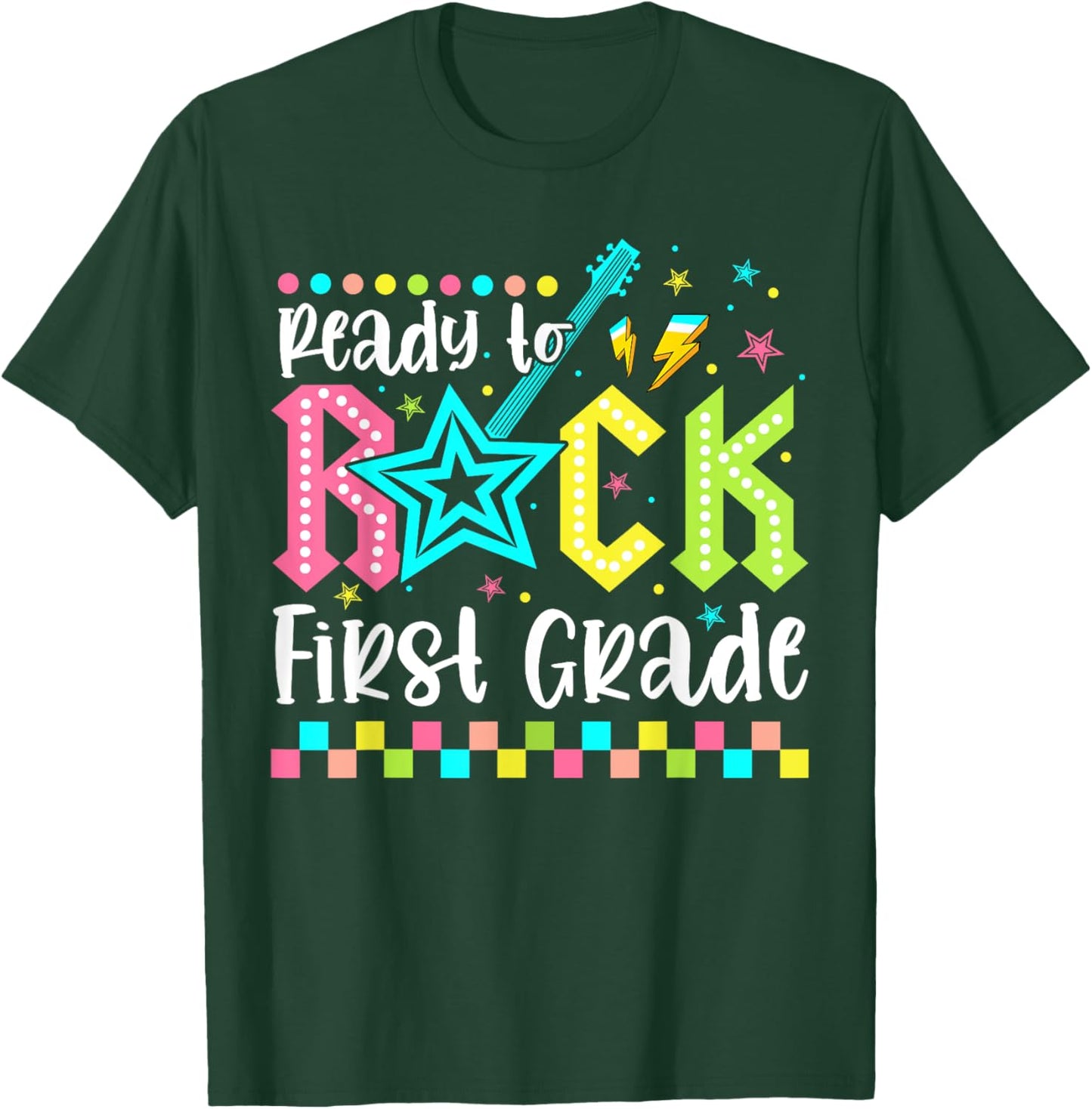Ready To Rock First Grade Back To School 1st Grade Boys Kids T-Shirt - T-Shirt | Forest