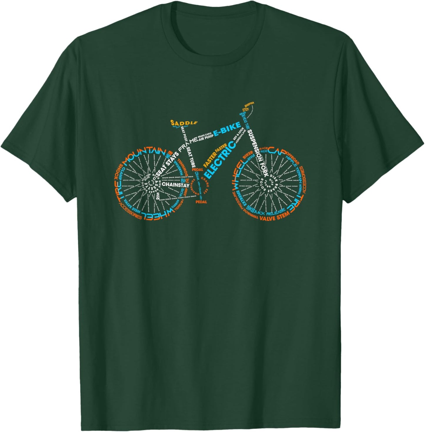 E-bike words in picture cyclist bicycle electric bike T-Shirt - T-Shirt | Forest