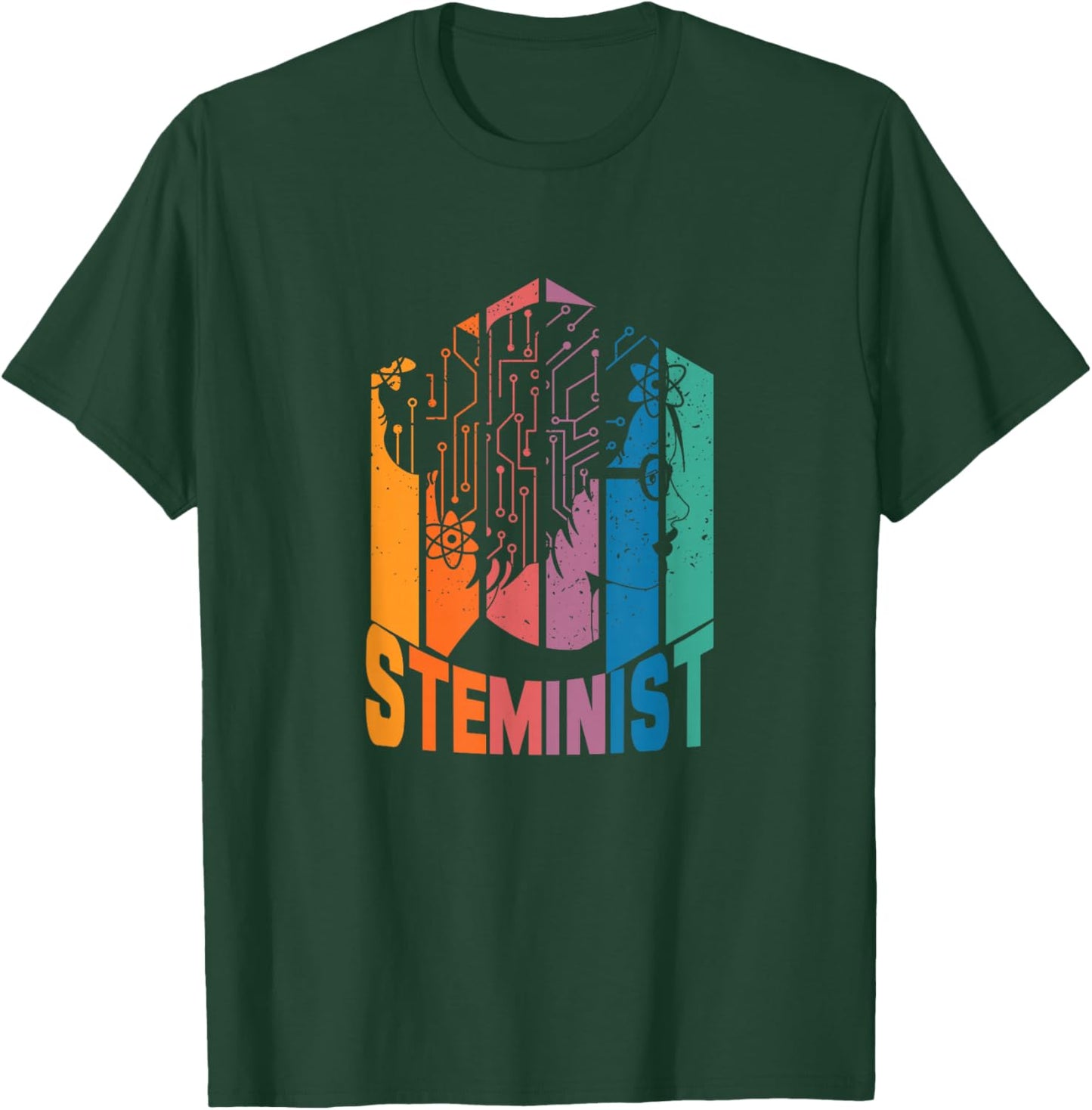 Vintage Steminist | Scientist Feminist | Women In STEM T-Shirt - T-Shirt | Forest