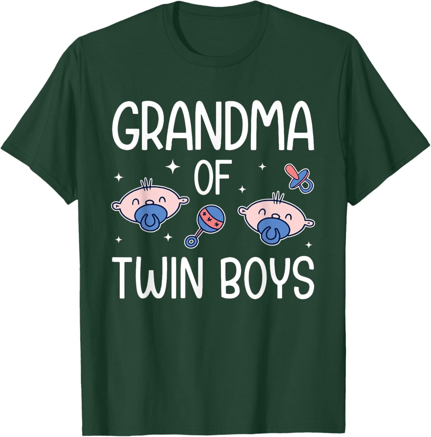 Grandma Of Twin Boys Grandmother Of Two Twin Grandma T-Shirt - T-Shirt | Forest