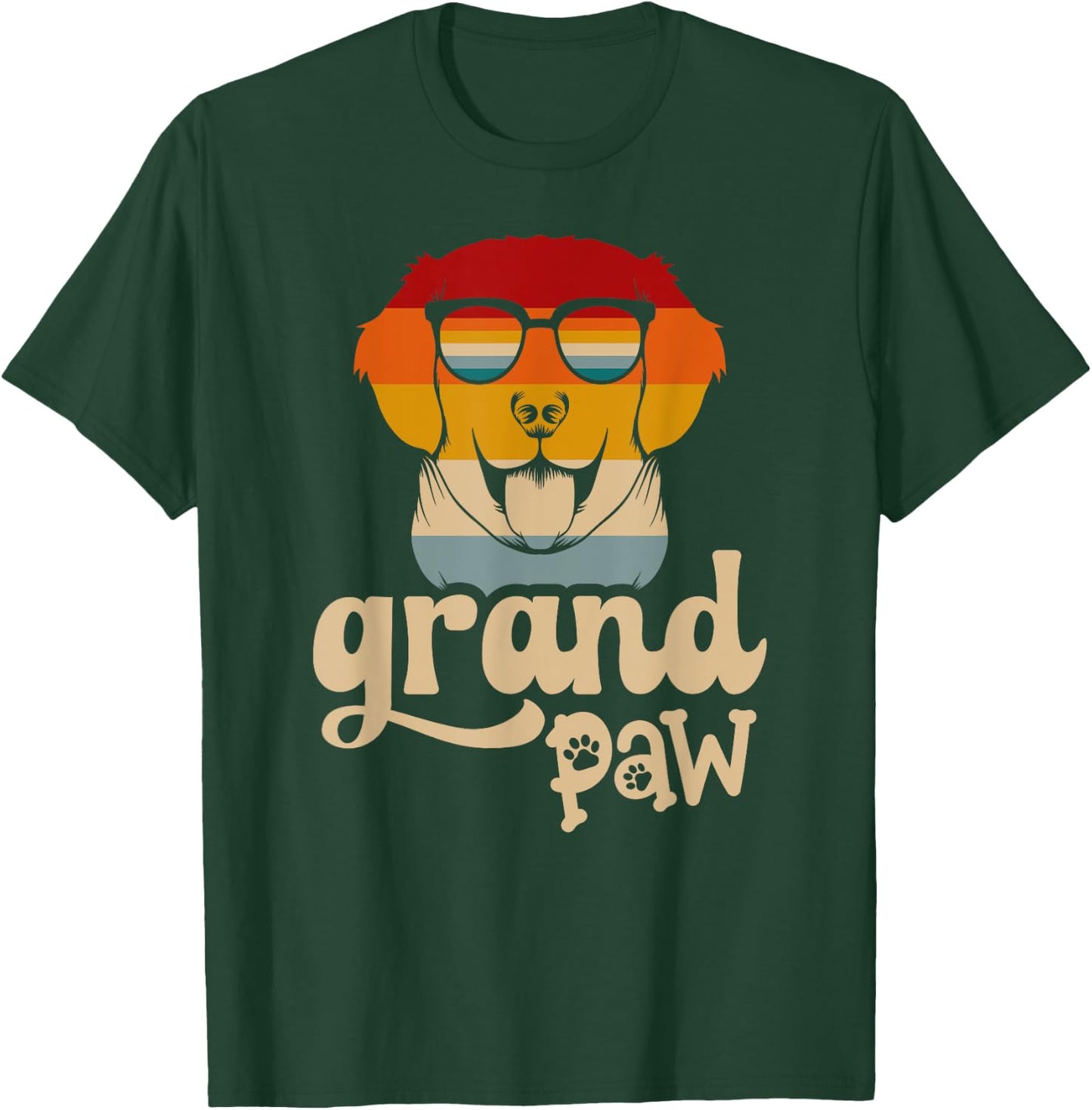 Grandpaw Grand paw Retriever Grandpa Funny Vintage Dog Lover T-Shirt - T-Shirt | Forest