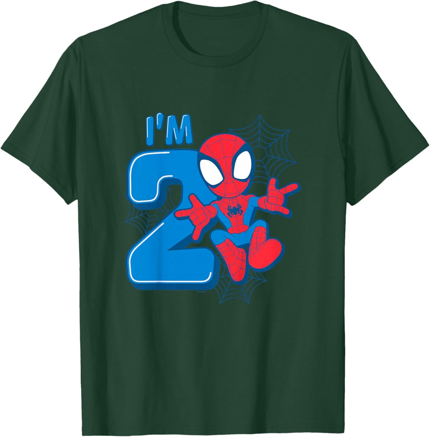 Kinder Marvel Spider-Man Cute Spidey 2nd Birthday I'm 2 T-Shirt - T-Shirt | Forest