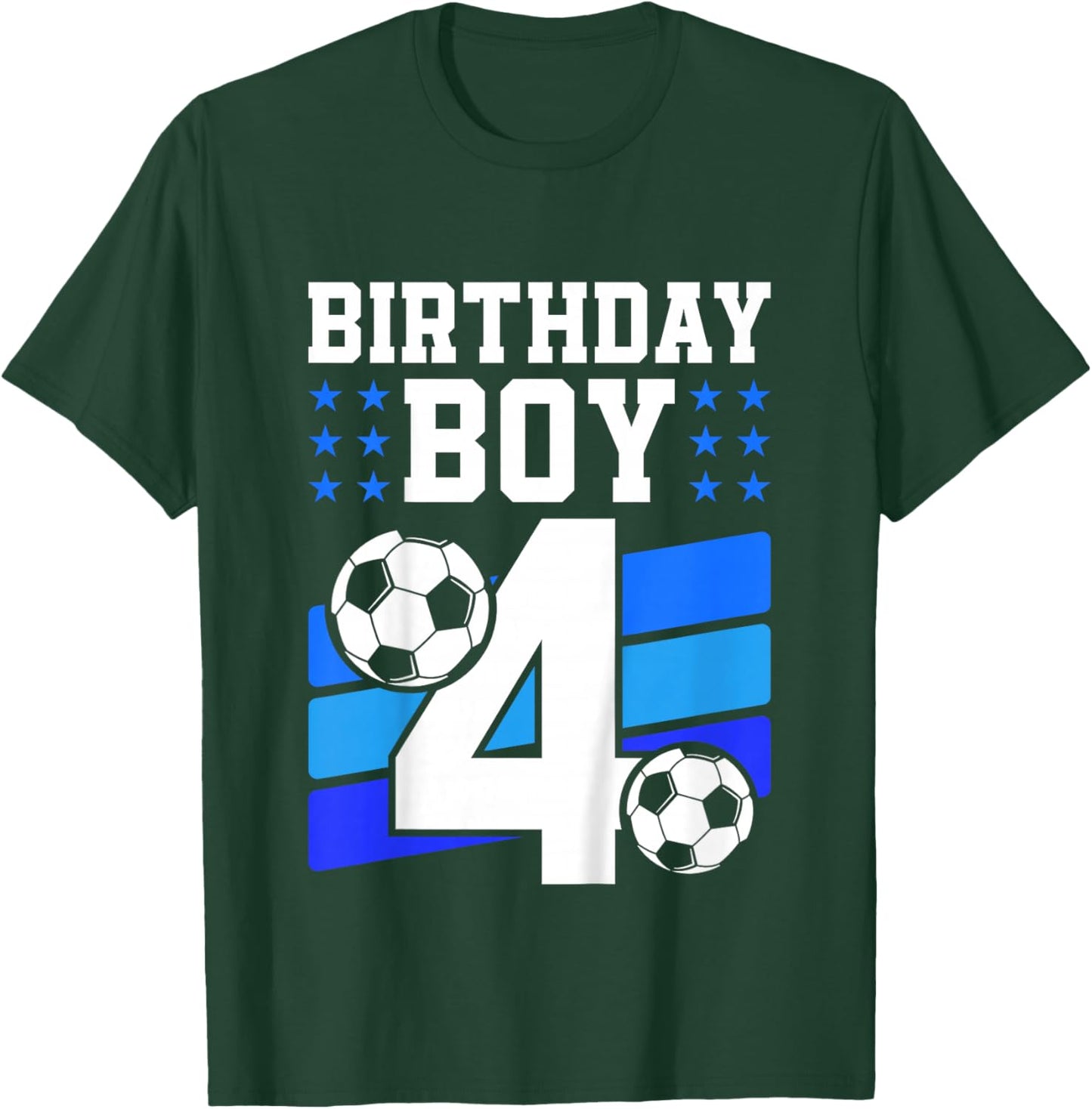 Kids 4 Years Old Boy 4th Birthday Gift Bday Soccer Birthday Boy T-Shirt - T-Shirt | Forest