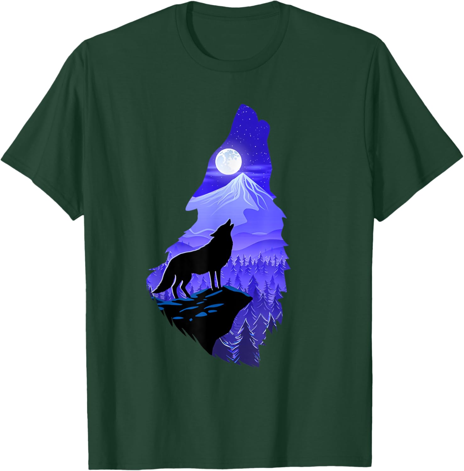Silhouette Wolf - Wildlife Animal Lover Hunter T-Shirt - T-Shirt | Forest