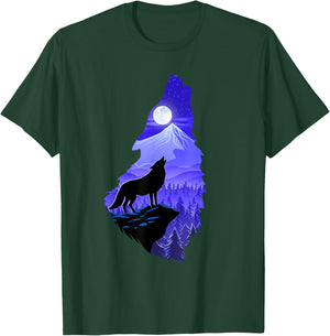 Silhouette Wolf - Wildlife Animal Lover Hunter T-Shirt - T-Shirt | Forest