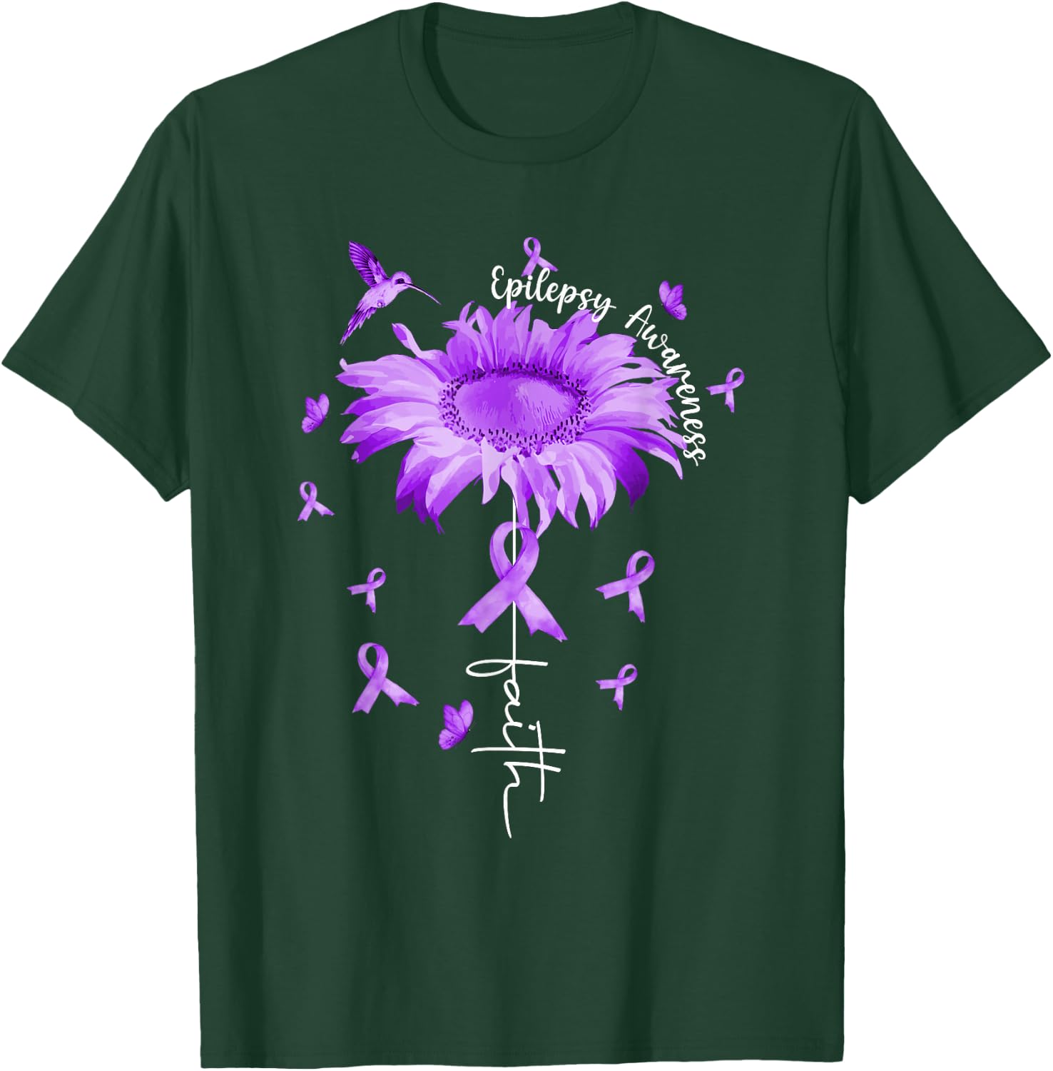 Purple Ribbon Daisy Faith - Epilepsy Awareness Gift T-Shirt - T-Shirt | Forest