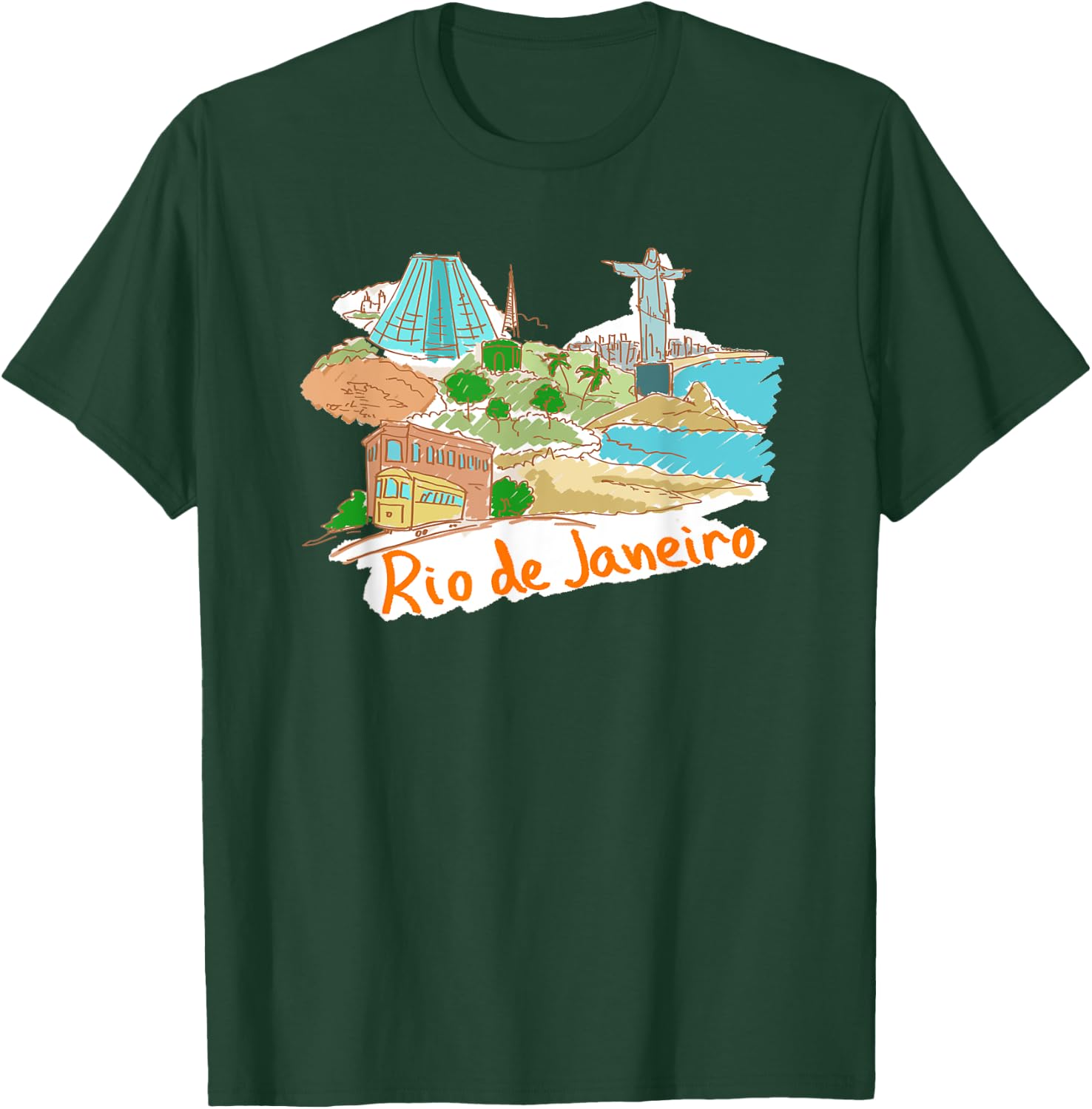 Rio De Janeiro Beach Christ the Redeemer Women Girls Kids T-Shirt - T-Shirt | Forest