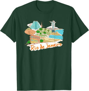 Rio De Janeiro Beach Christ the Redeemer Women Girls Kids T-Shirt - T-Shirt | Forest