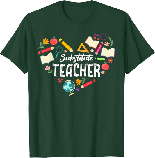 Cute Substitute Teacher Heart Women T-Shirt - T-Shirt | Forest