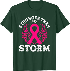 Stronger Than The Storm Breast Cancer Awareness T-Shirt - T-Shirt | Forest