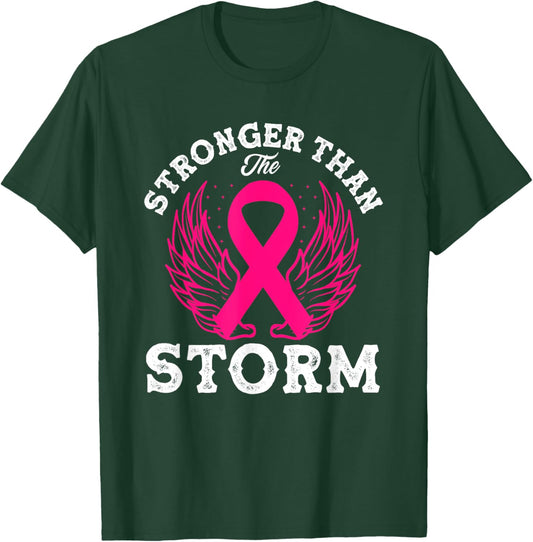 Stronger Than The Storm Breast Cancer Awareness T-Shirt - T-Shirt | Forest