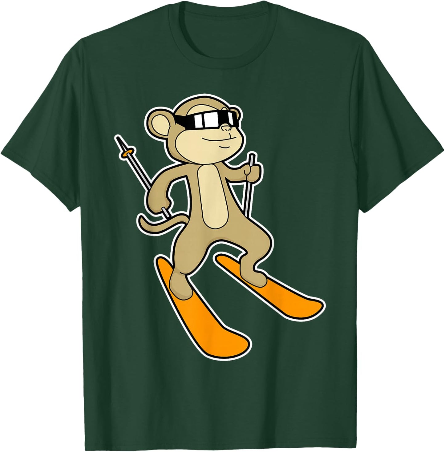 Monkey Skier Ski Winter sports T-Shirt - T-Shirt | Forest