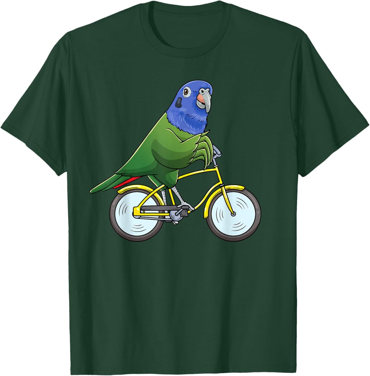 Pionus Parrot On A Bike Bird Riding Bicycle T-Shirt - T-Shirt | Forest