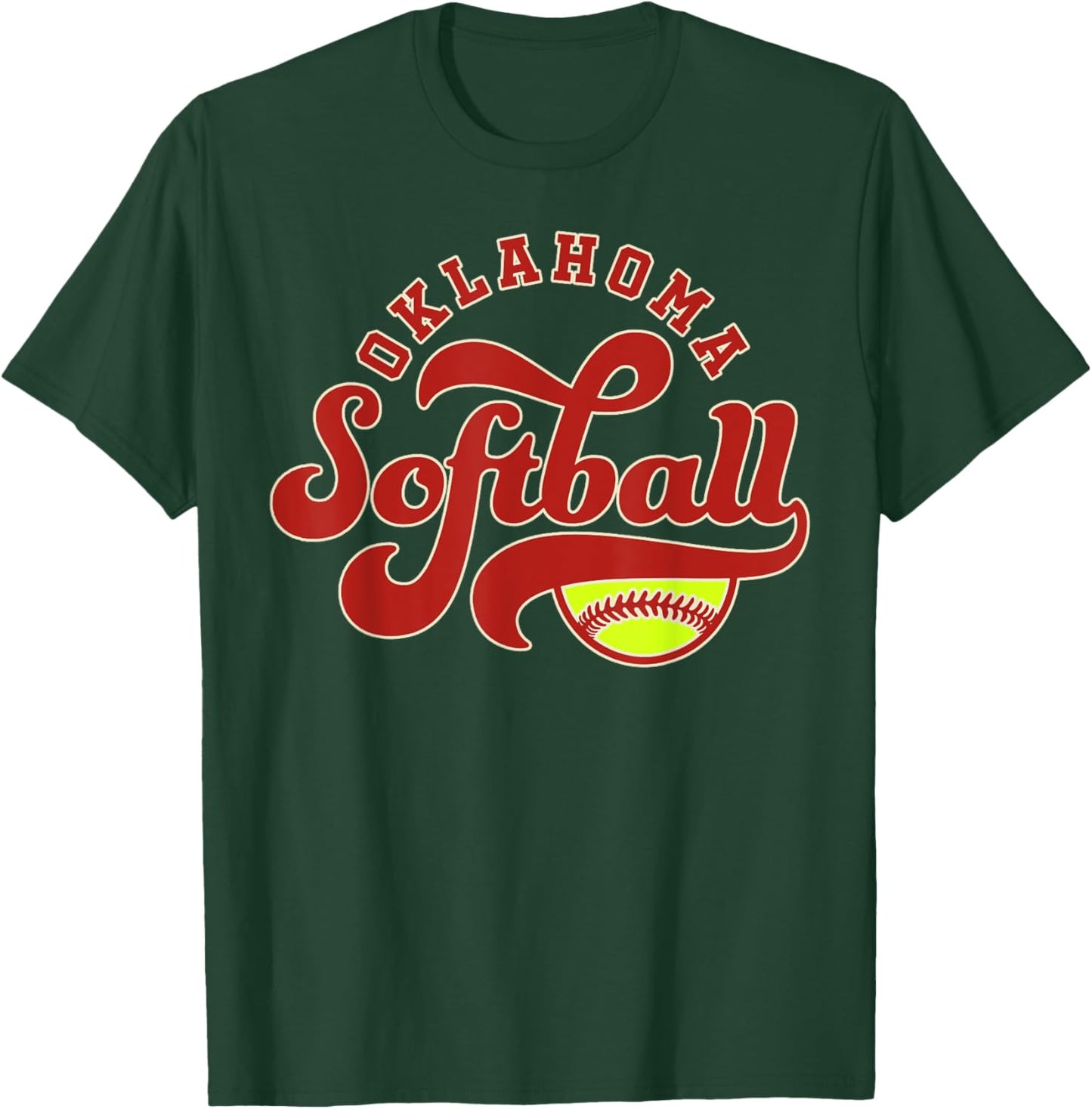 Oklahoma Softball Vintage Kids Team Retro Softball Fan T-Shirt - T-Shirt | Forest