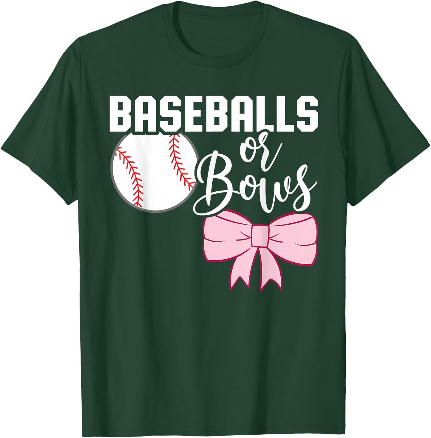 Cute Baseballs or Bows Gender Reveal - Team Boy or Team Girl T-Shirt - T-Shirt | Forest