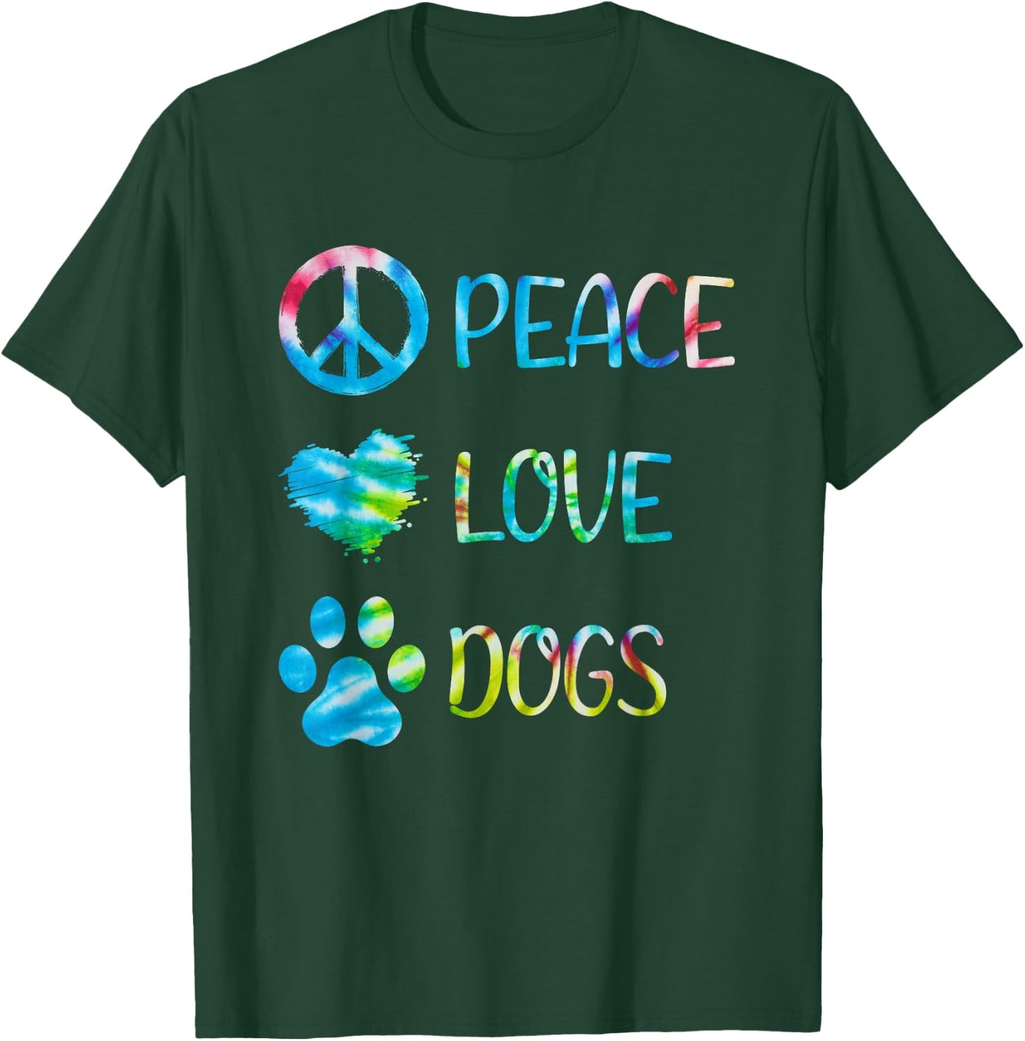 Peace Love Dogs Unity Heart Color Mama Breed Paws Bone Dogs T-Shirt - T-Shirt | Forest