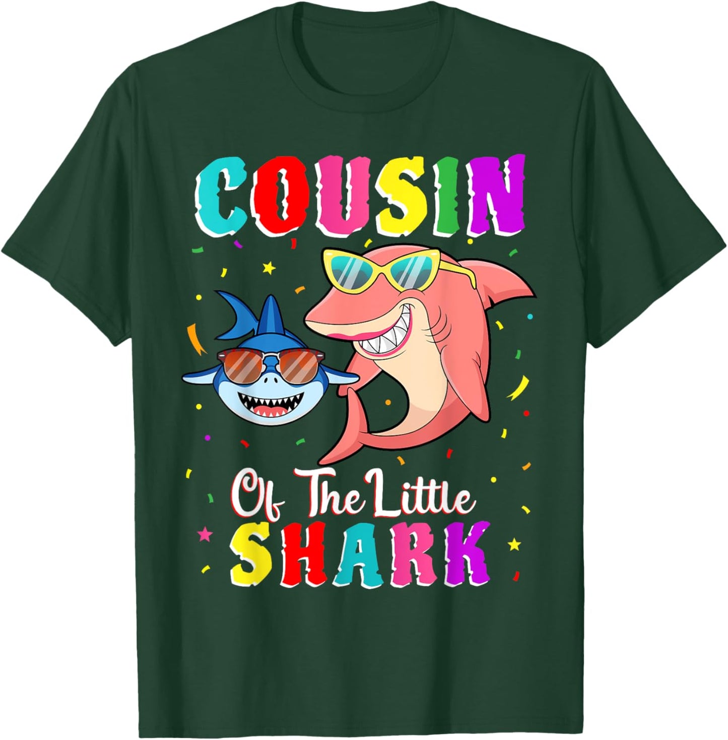 Cousin Of The Little Shark Cousin Shark Birthday Party T-Shirt - T-Shirt | Forest