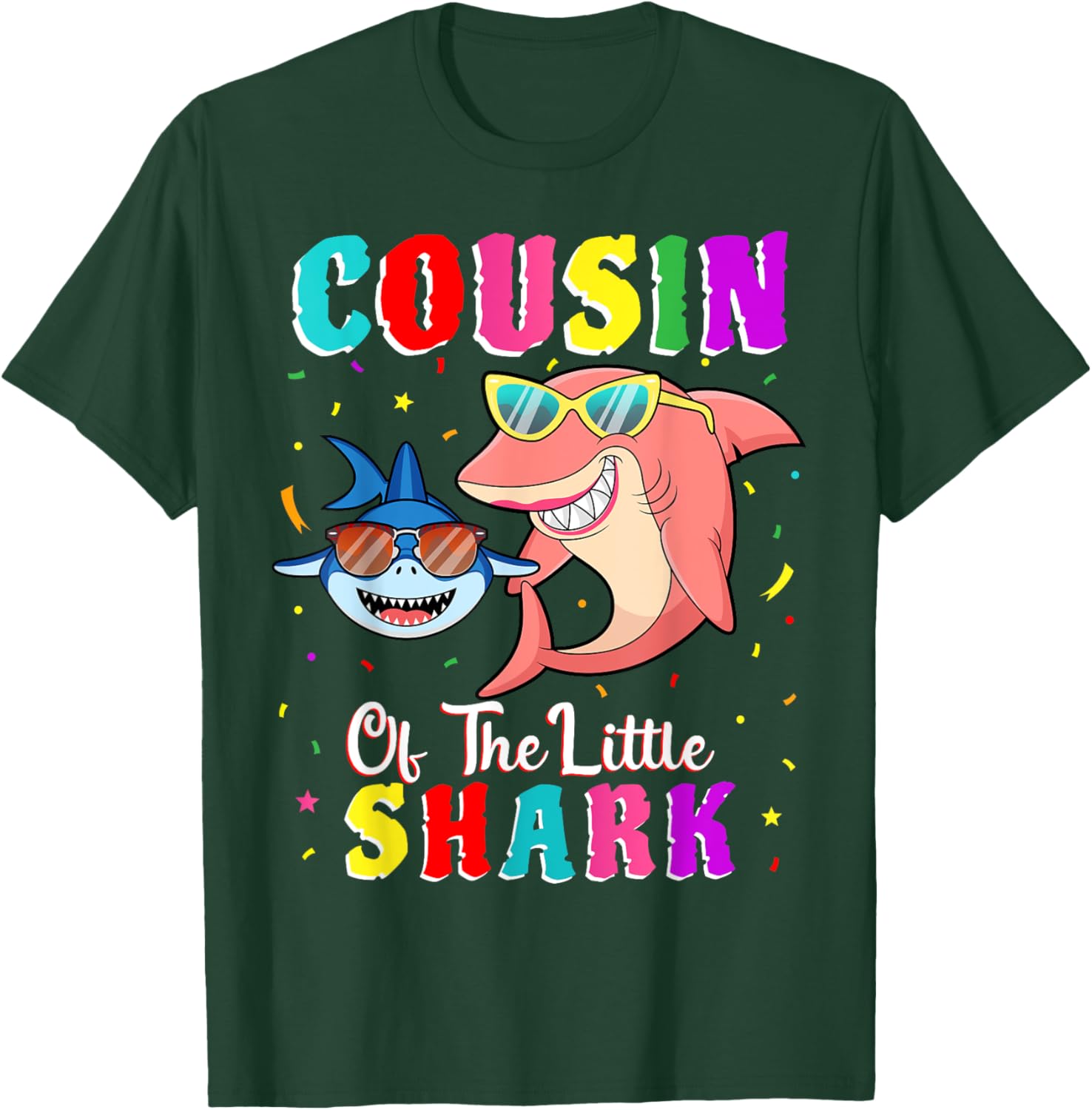 Cousin Of The Little Shark Cousin Shark Birthday Party T-Shirt - T-Shirt | Forest