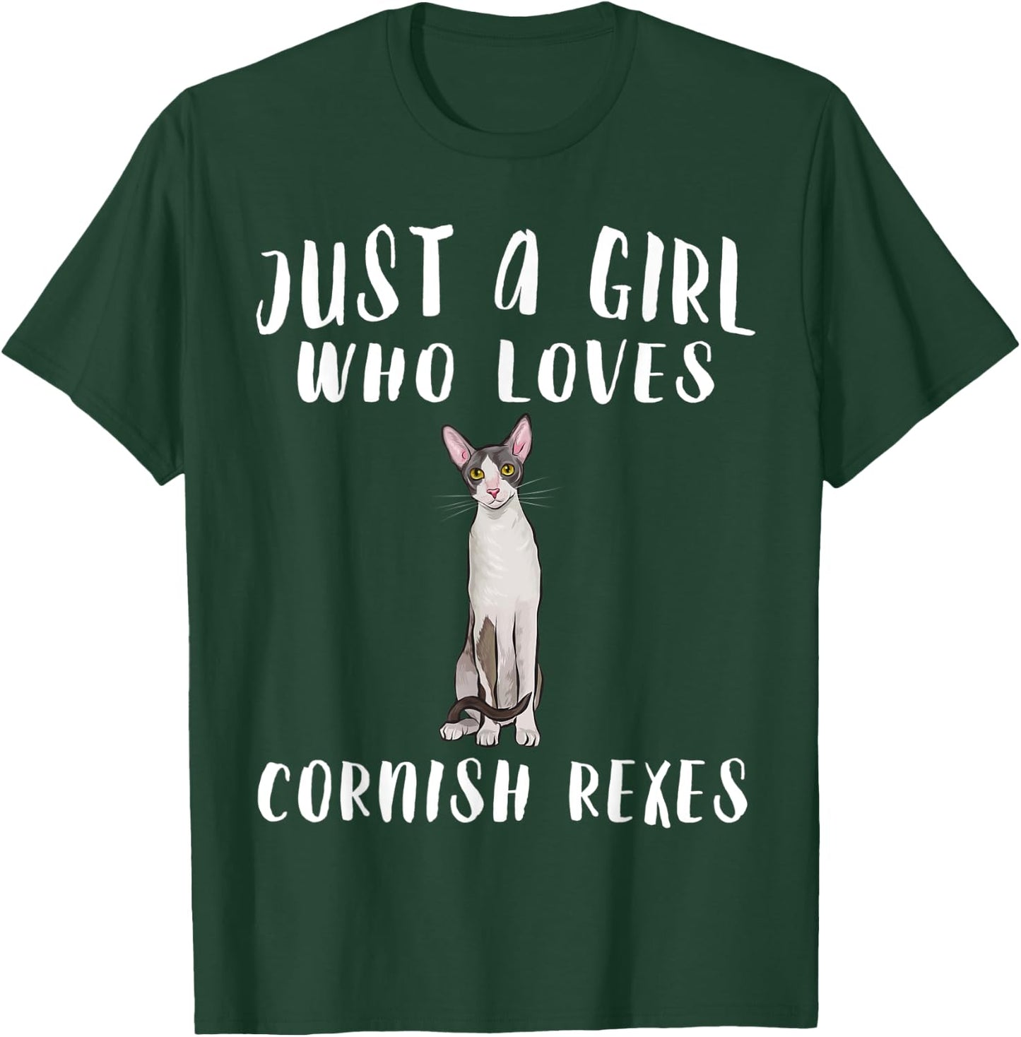 Im Just A Girl Who Loves Cornish Rexes Cat Lover Gift T-Shirt - T-Shirt | Forest