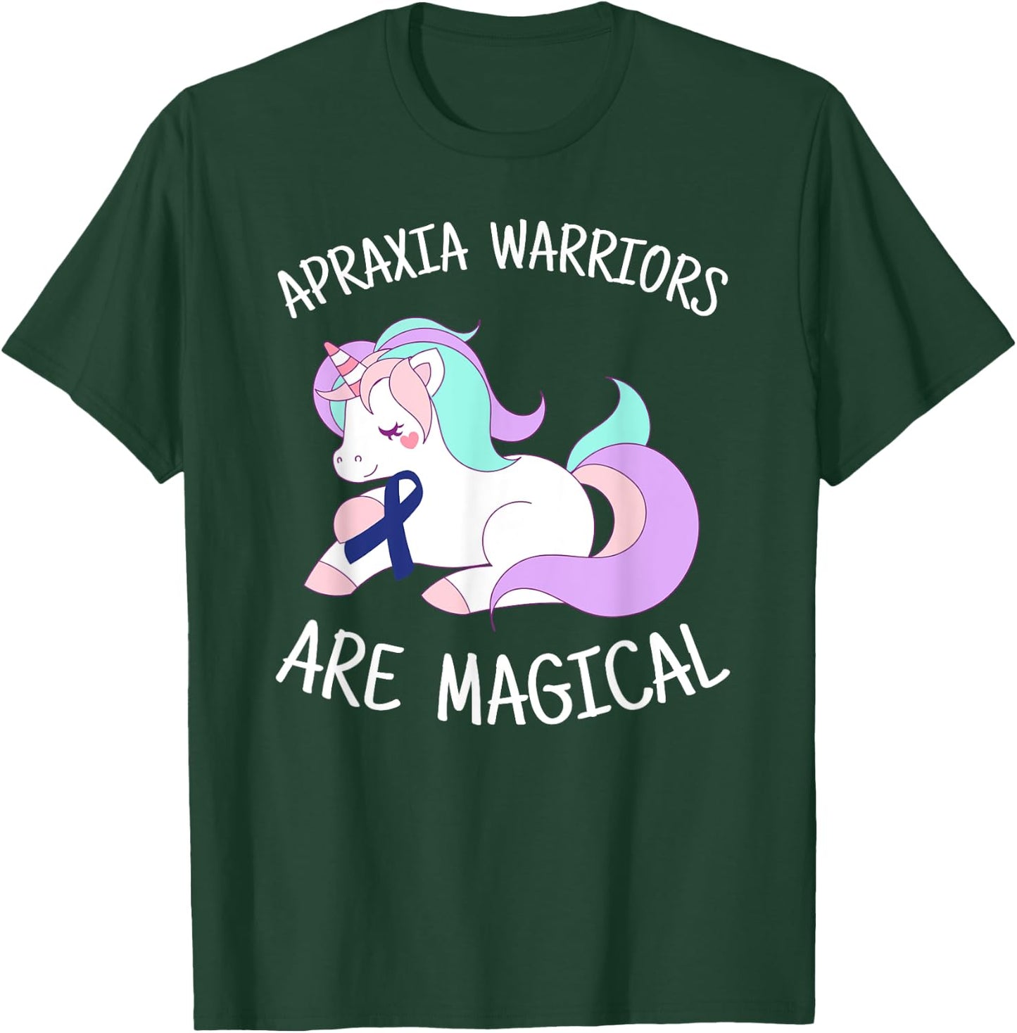 Unicorn Apraxia Awareness Gift, Apraxia Warrior T-Shirt - T-Shirt | Forest