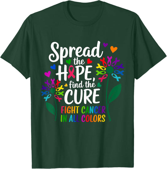 Fight cancer in all and every color ribbons flower heart T-Shirt - T-Shirt | Forest
