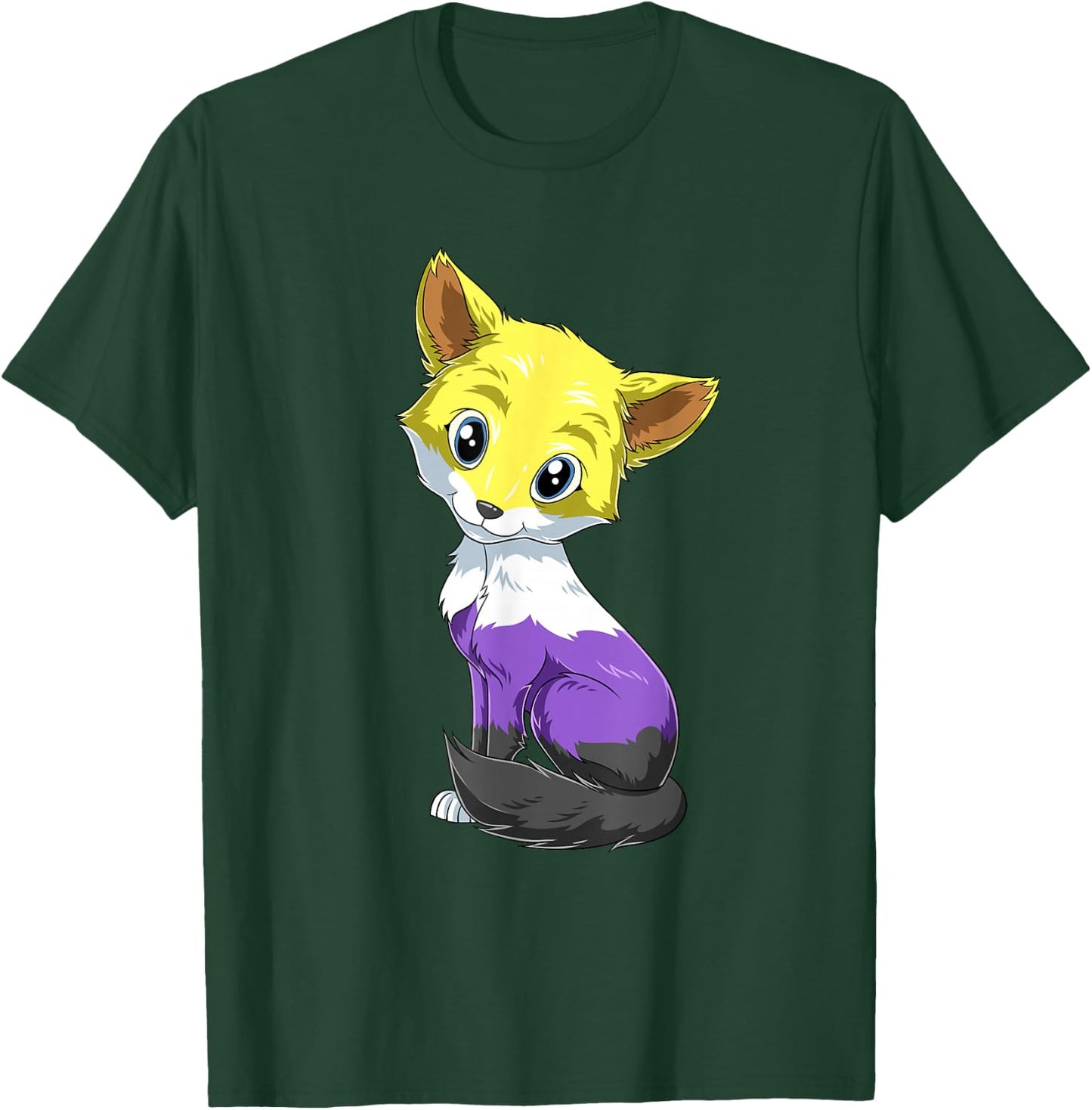 Nonbinary Fox - Genderqueer Pride LGBTQ T-Shirt - T-Shirt | Forest