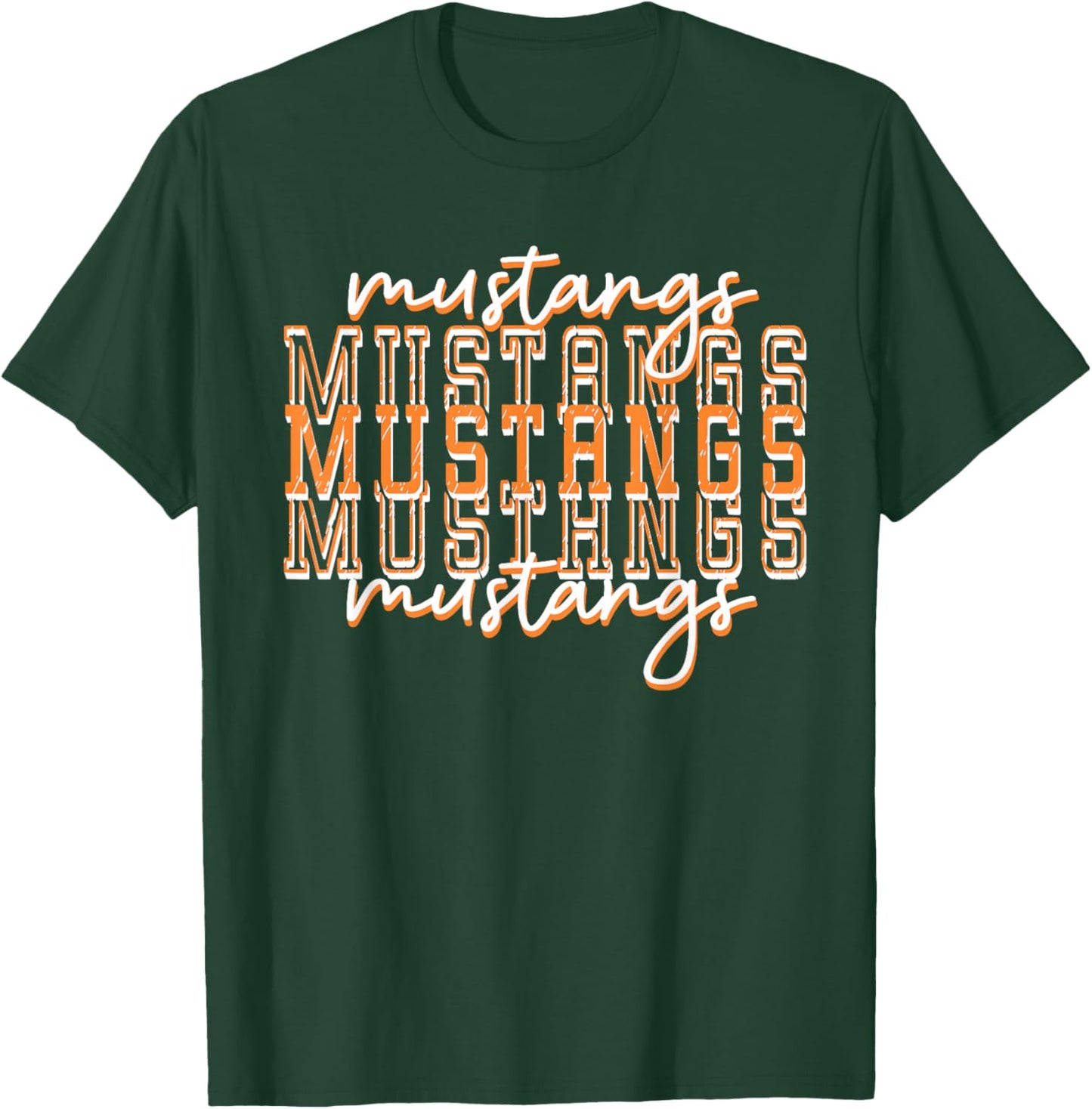 Orange Mustang Pride School Spirit Game Day Mustangs T-Shirt - T-Shirt | Forest