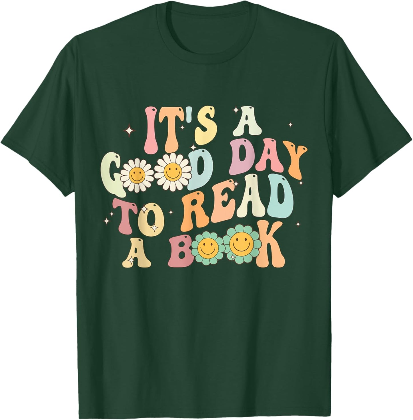 It's A Good Day To Read A Book Retro Groovy T-Shirt - T-Shirt | Forest