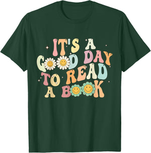 It's A Good Day To Read A Book Retro Groovy T-Shirt - T-Shirt | Forest