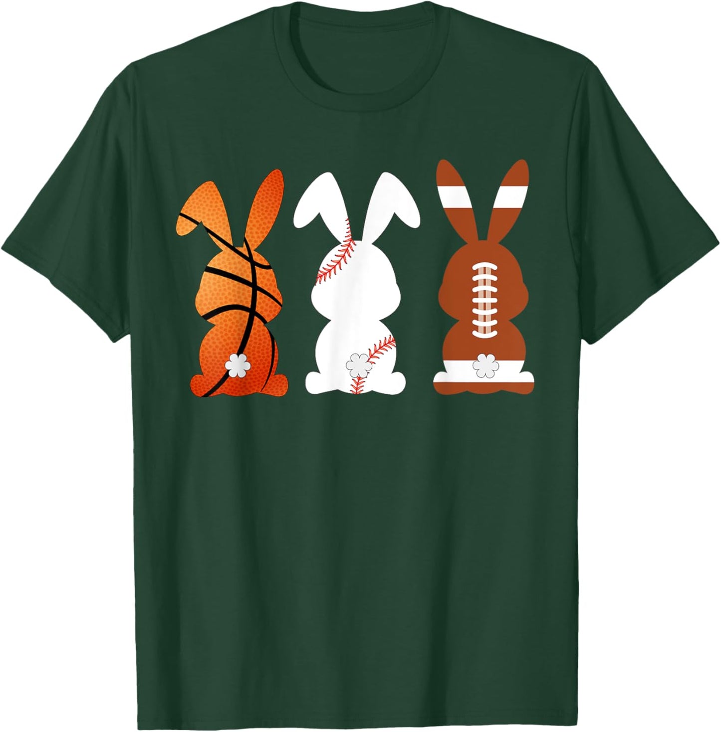 Basketball Baseball Football Sports Easter Bunny Rabbits T-Shirt - T-Shirt | Forest