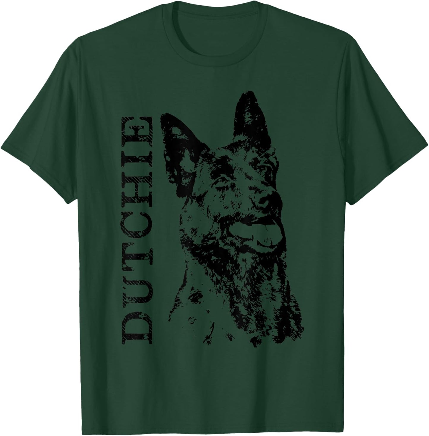 K9PrintArt Dutchie - Dutch Shepherd Dutchie , Men's Grey Small Classic Fit Short Sleeve Collarless Modern T-Shirt - T-Shirt | Forest