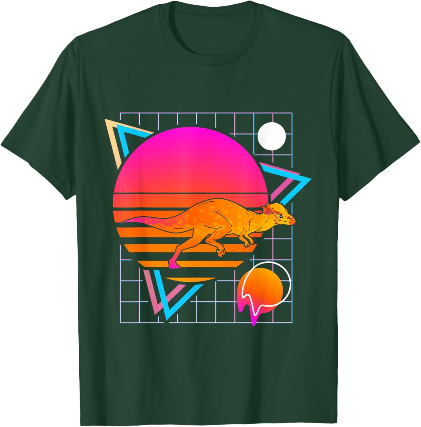 Pachycephalosaurus Retro 80s Style Vintage Dinosaur T-Shirt - T-Shirt | Forest