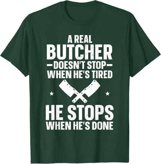 Funny Butcher Art Women Meat Cutter Butchery Butcher T-Shirt - T-Shirt | Forest