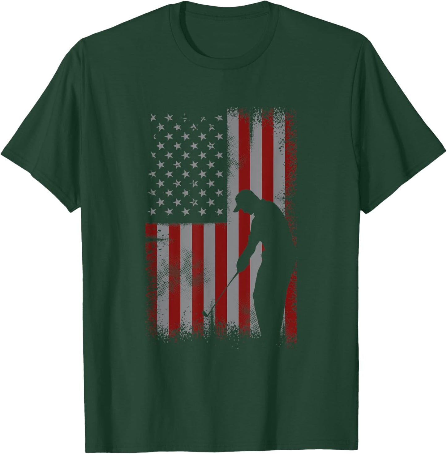 Retro American Flag Golf Gift Golfer Men Golf Club Gift T-Shirt - T-Shirt | Forest