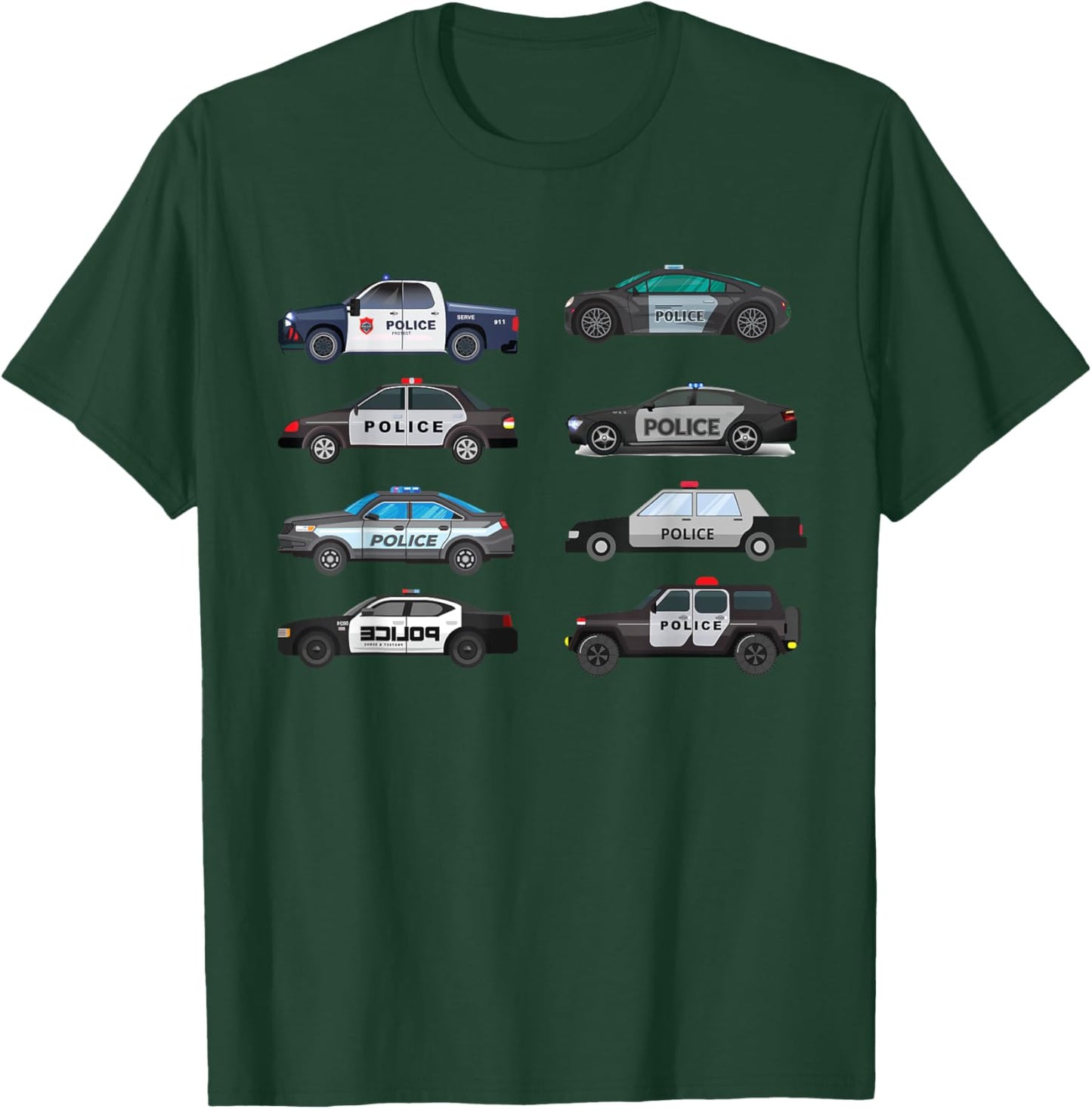 Police Cars Birthday for Boys Girls Toddlers T-Shirt - T-Shirt | Forest