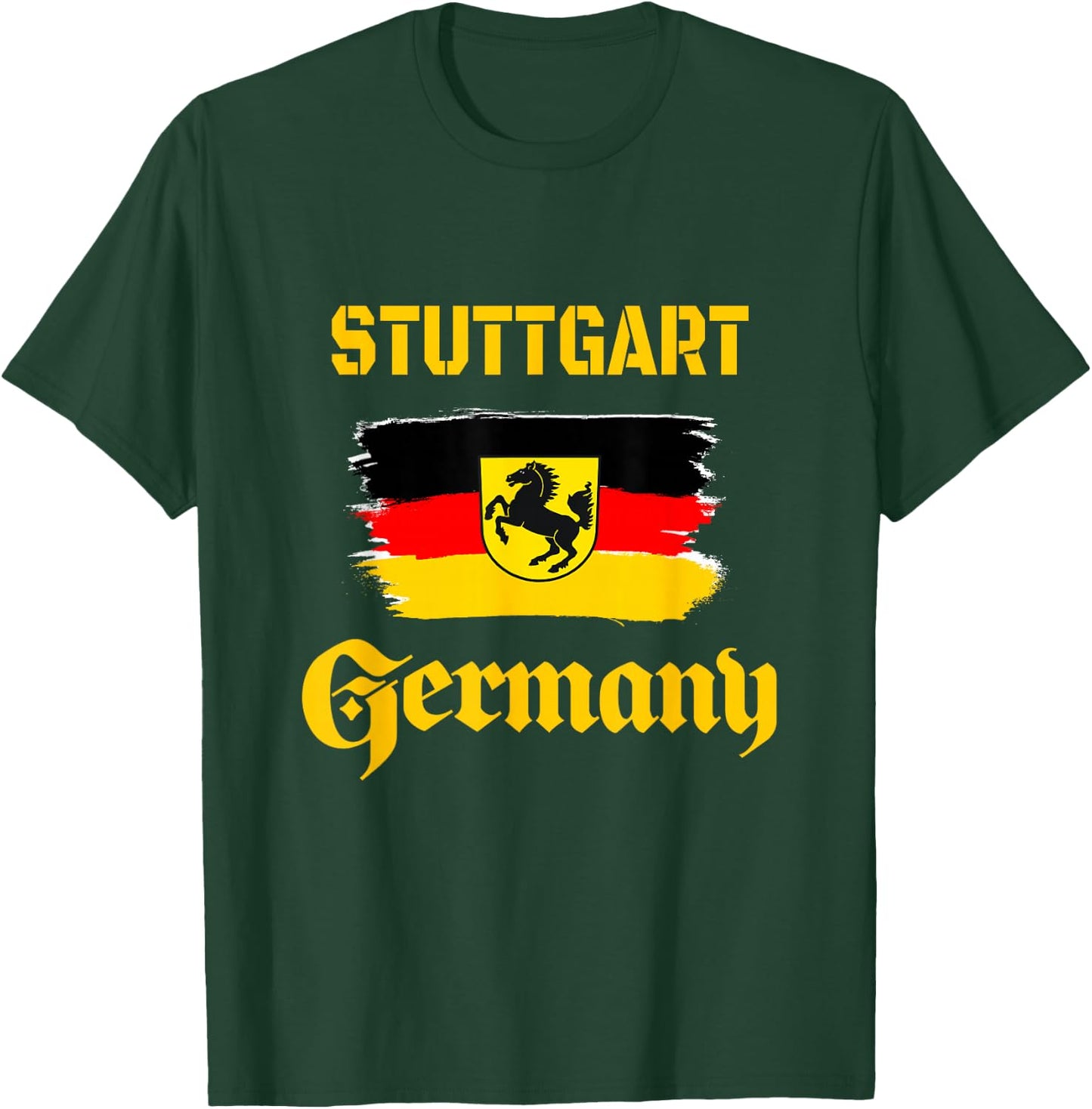Stuttgart, Germany Deutschland shirts & gifts - Stuttgart Germany Football Souvenir - -Adults - Black - Small - Short Sleeve - Classic Fit - Cotton, Polyester T-Shirt - T-Shirt | Forest