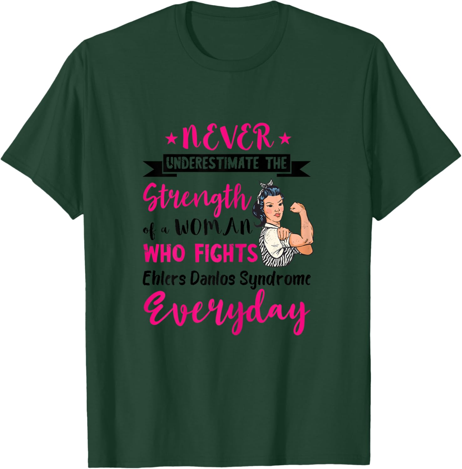 Ehlers Danlos Syndrome Awareness Woman Who Fights EDS T-Shirt - T-Shirt | Forest