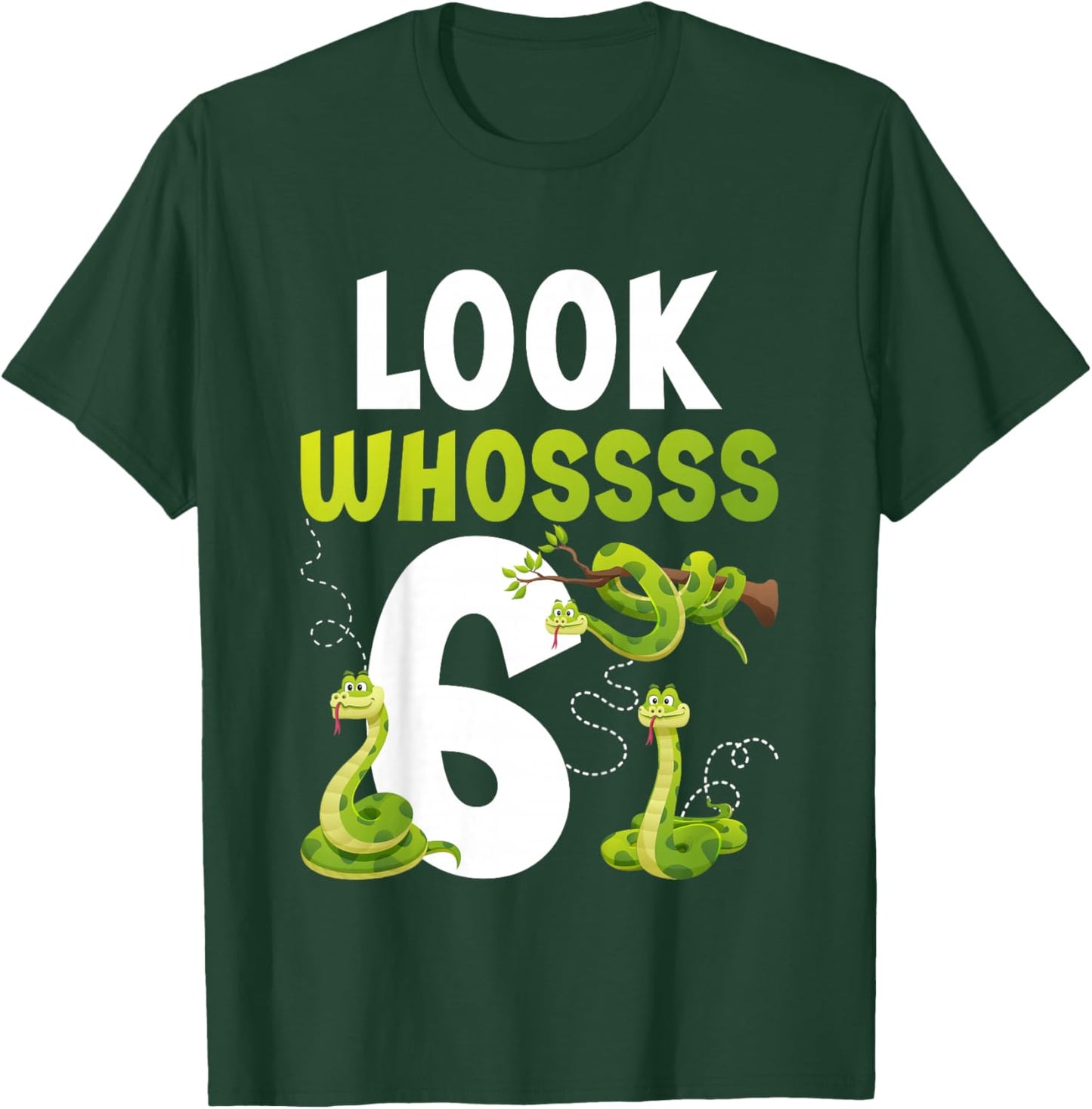 Kids 6th Reptile Birthday Six Year Old Snake Birthday Party T-Shirt - T-Shirt | Forest