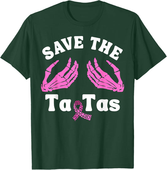 Pink Skeleton Save The Tatas Unique Breast Cancer Awareness T-Shirt - T-Shirt | Forest