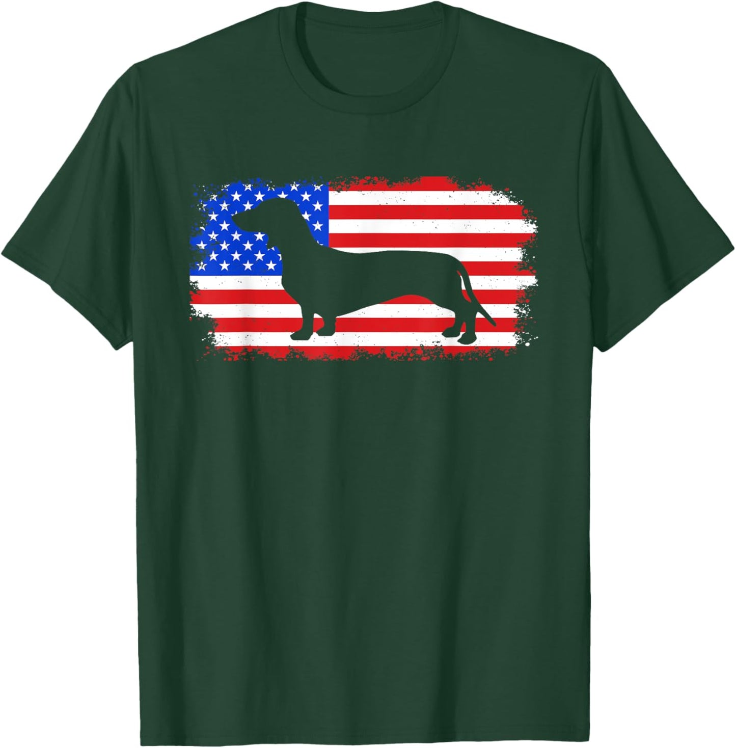 Dachshund American Flag 4th of July Dog Patriotic Women Kids T-Shirt - T-Shirt | Forest