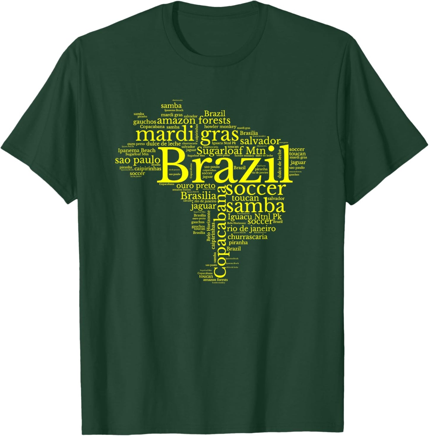 Brazil Map Brazilian Soccer Copacabana Brasil Men Women Gift T-Shirt - T-Shirt | Forest
