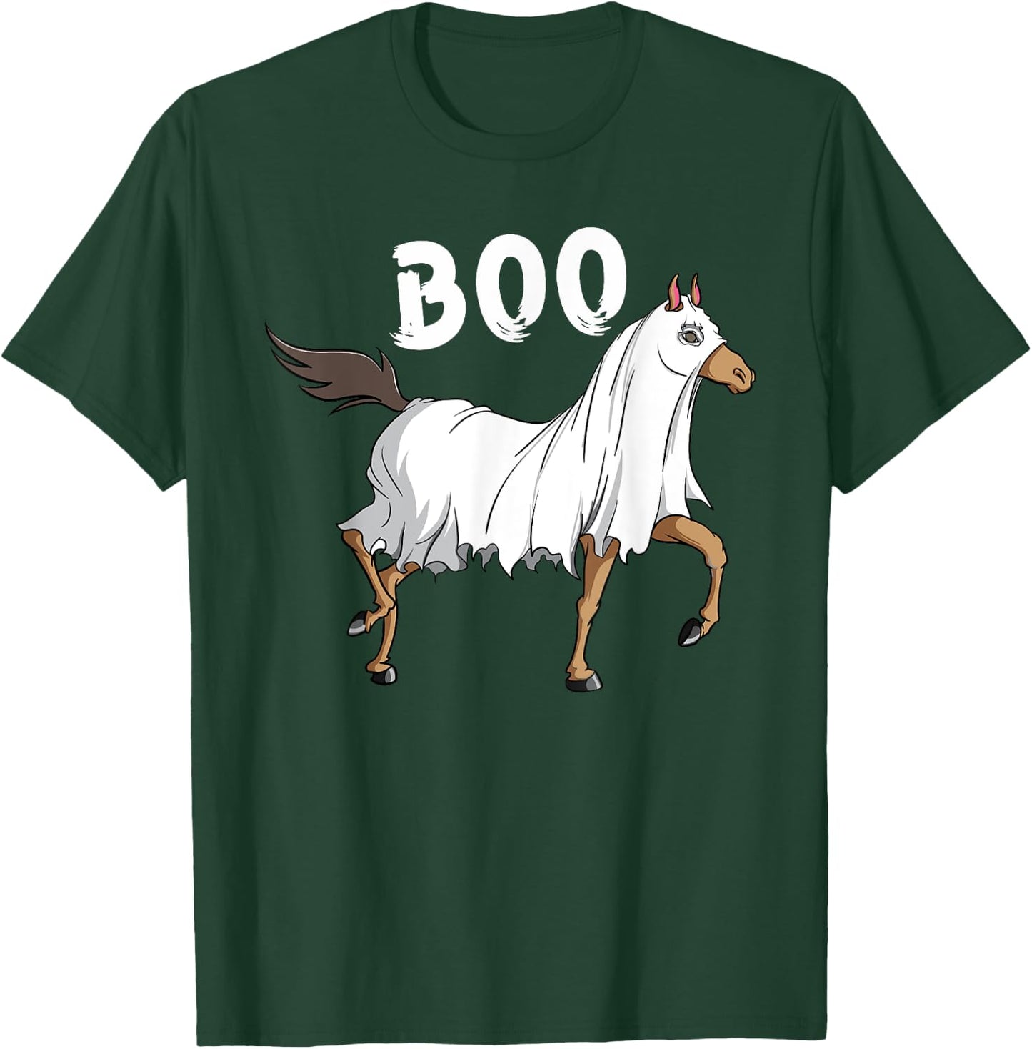 Horse Ghost Boo | Equestrian Horse Lover Farmer Halloween T-Shirt - T-Shirt | Forest